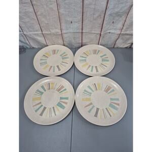 4 Vtg. Vernonware Anytime Midcentury Modern Atomic 10" Dinner Plates 1956-1958